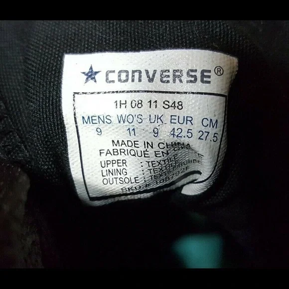 Vintage Converse All Star Chuck Black Hi Top 9 - Picture 7 of 8